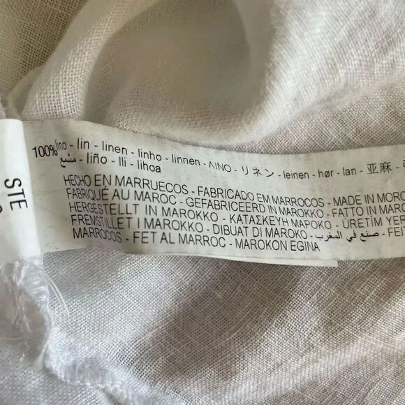 ZARA White Linen Blend Crop Button Up Shirt Boxy Minimalist Bohemian SZ L #1675 - Picture 11 of 14